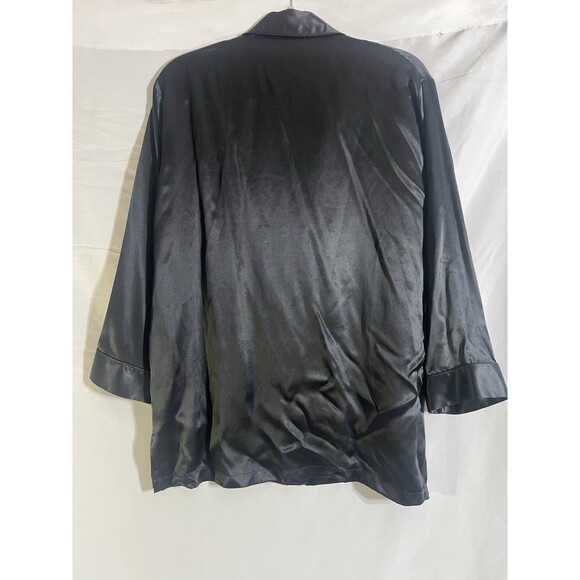 Nordstrom Lingerie Women"s XS Black Vintage Pure Silk Pajama Button Down Shirt - Picture 6 of 6